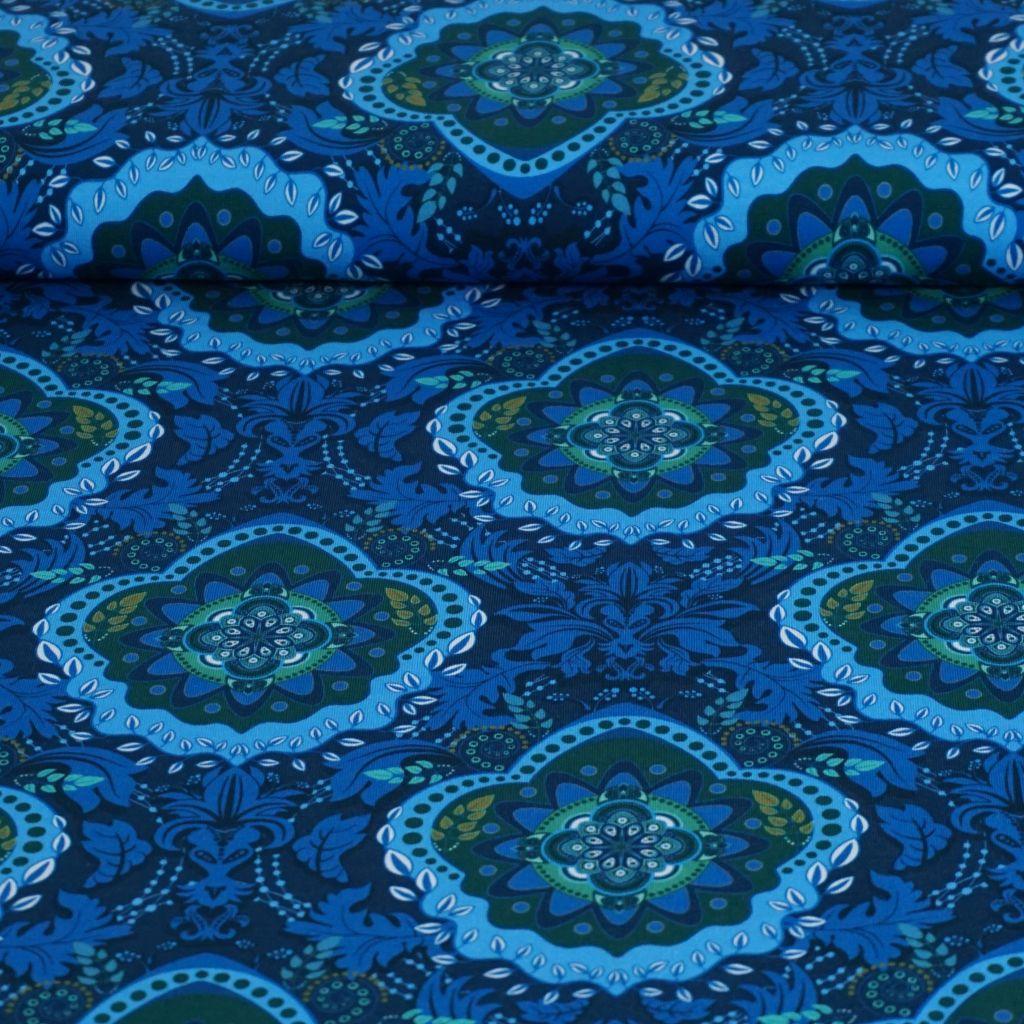 French Terry Mandala blau